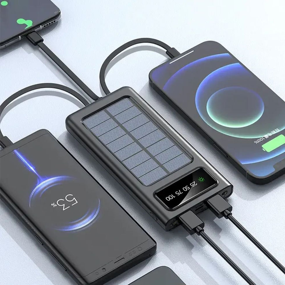 Miniatura: Portable Solar Power Bank with Built-in Cables