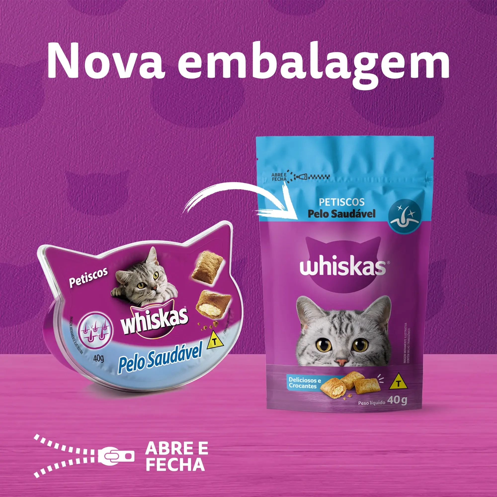 PETISCO WHISKAS PELO SAUDÁVEL 40GR