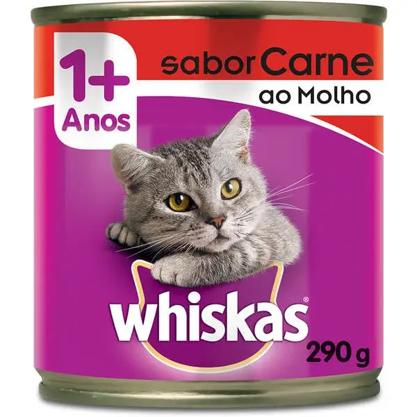 WHISKAS LATA CARNE AO MOLHO 290GR