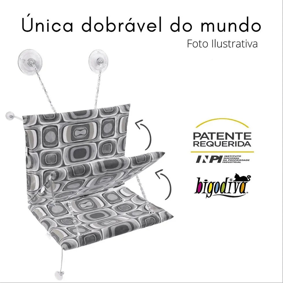 Miniatura: Cama de Gato para Janela Dobravel Bigo.Flex Cinza e Turquesa