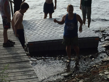 Swimming Float adds to the Experience at Sunset Cabins, Maine