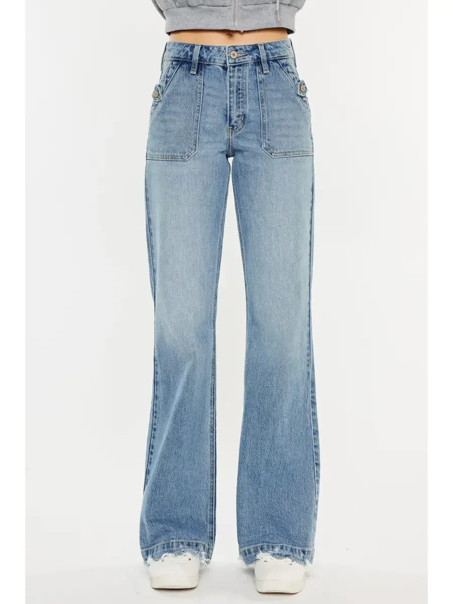 Thumbnail: Kan Can Open Pack High Rise Wide Flare Jeans
