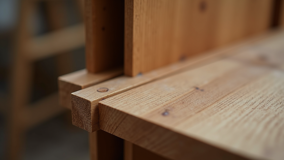 Close-up view of wooden joinery details showing craftsmanship