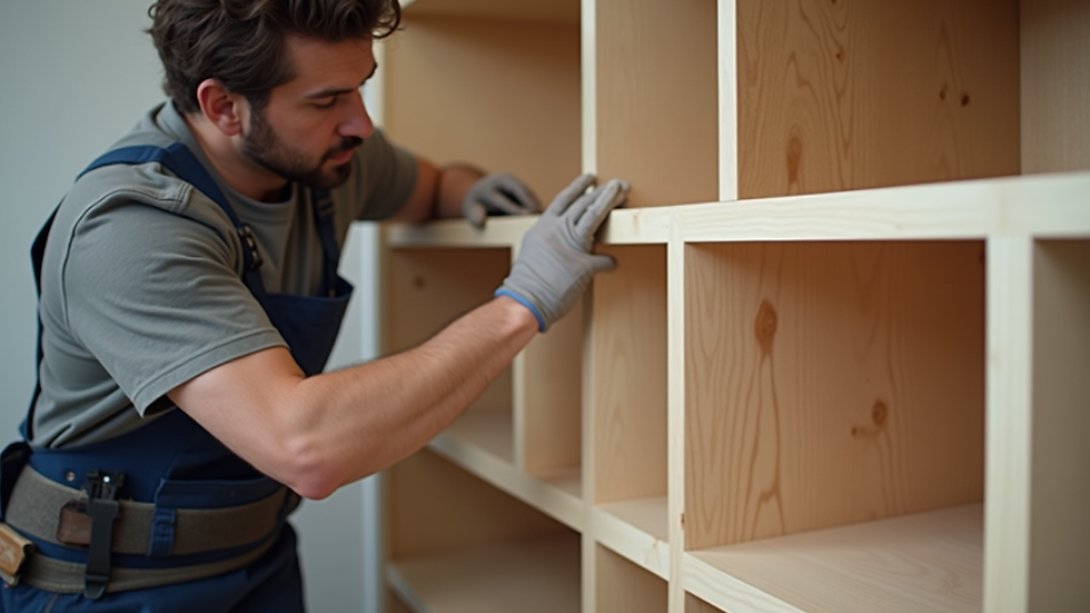 Close-up view of a craftsman installing custom cabinetry in a Melbourne home