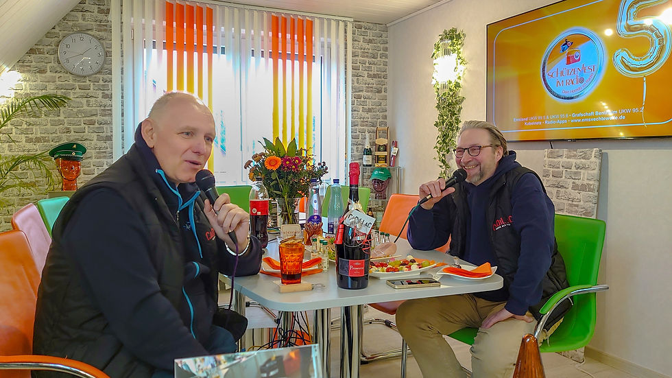 Markus Ratermann (links) und Jürgen Hintz von der Cadillac Band zu Gast bei Schützenfest im Radio | Foto: Schützenfest im Radio