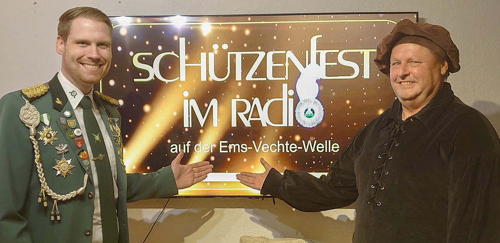Nils Schmitz (Schützenverein Wietmarschen von 1564) und Andreas Hütten (Klosterschützen) zu Gast im Talkstudio | Foto: Schützenfest im Radio