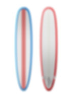 Red white and blue surfboard
