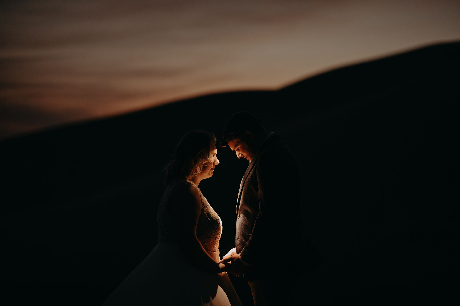 head lamp adventure sand dunes couples portraits