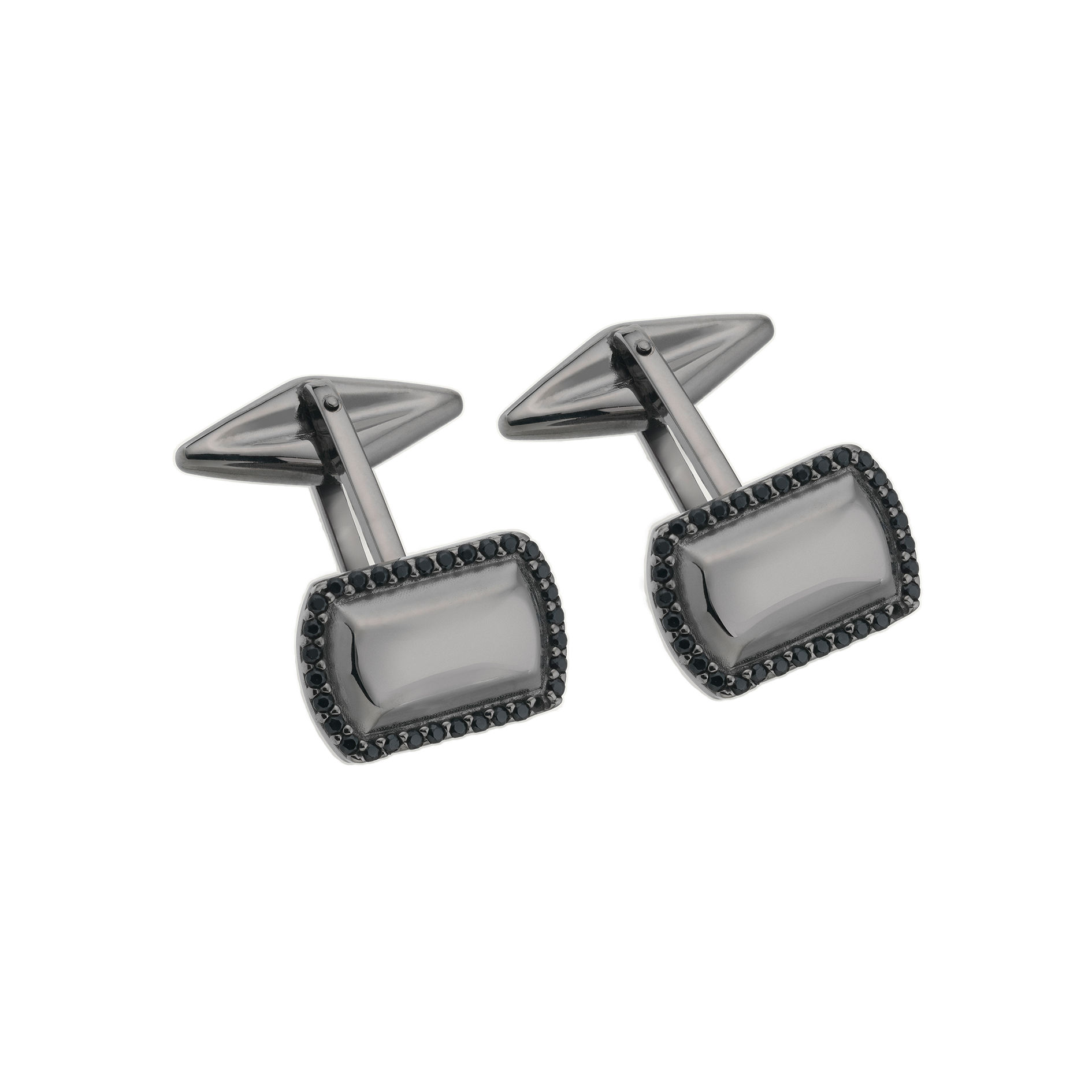 Classic Rectangular Cufflinks in Sterling Silver with Black Onyx