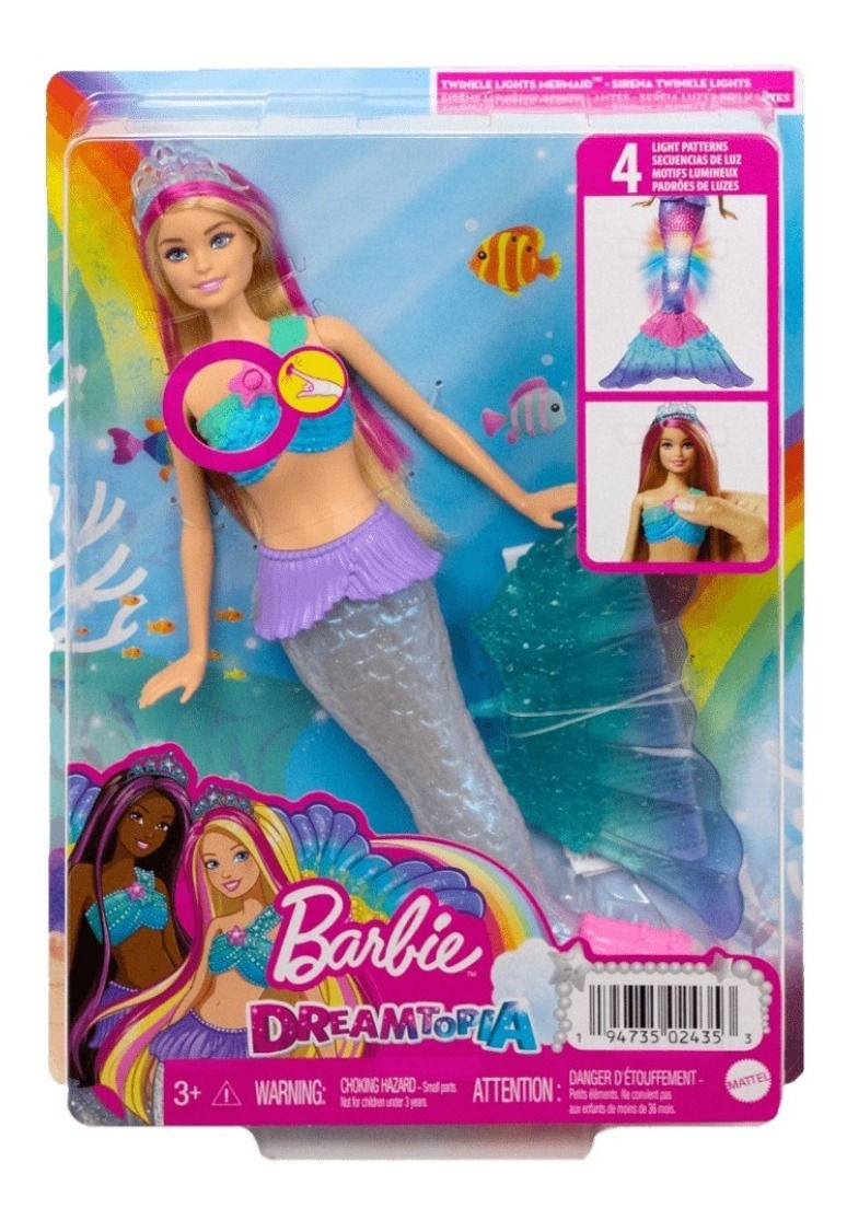 Barbie Muñeca Sirena Con Luces Brillantes De Mattel HDJ36