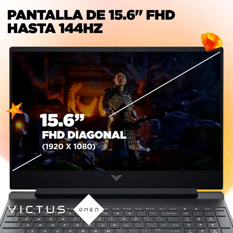 Miniatura: Portátil Gamer HP Victus 15.6" - Ryzen 5 - Ram 8GB - Ssd 512Gb RTX 3050 Gris