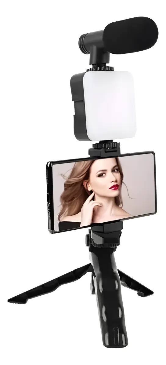 Kit De Video Profesional Vlogging Luz Led Y Microfono AY-49
