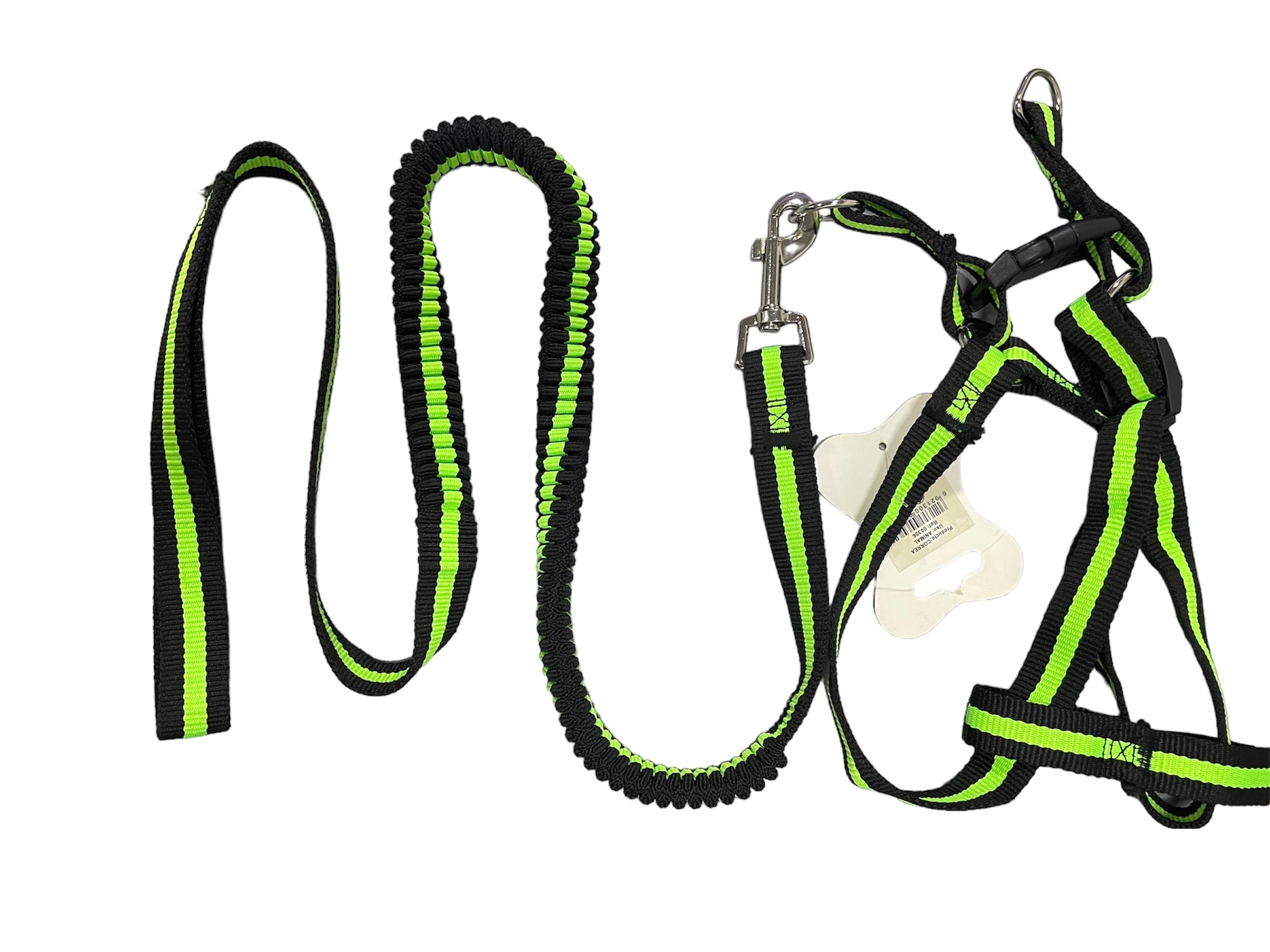 Correa Para Perros Gatos Lazo Con Pechera Verde Neon 00306