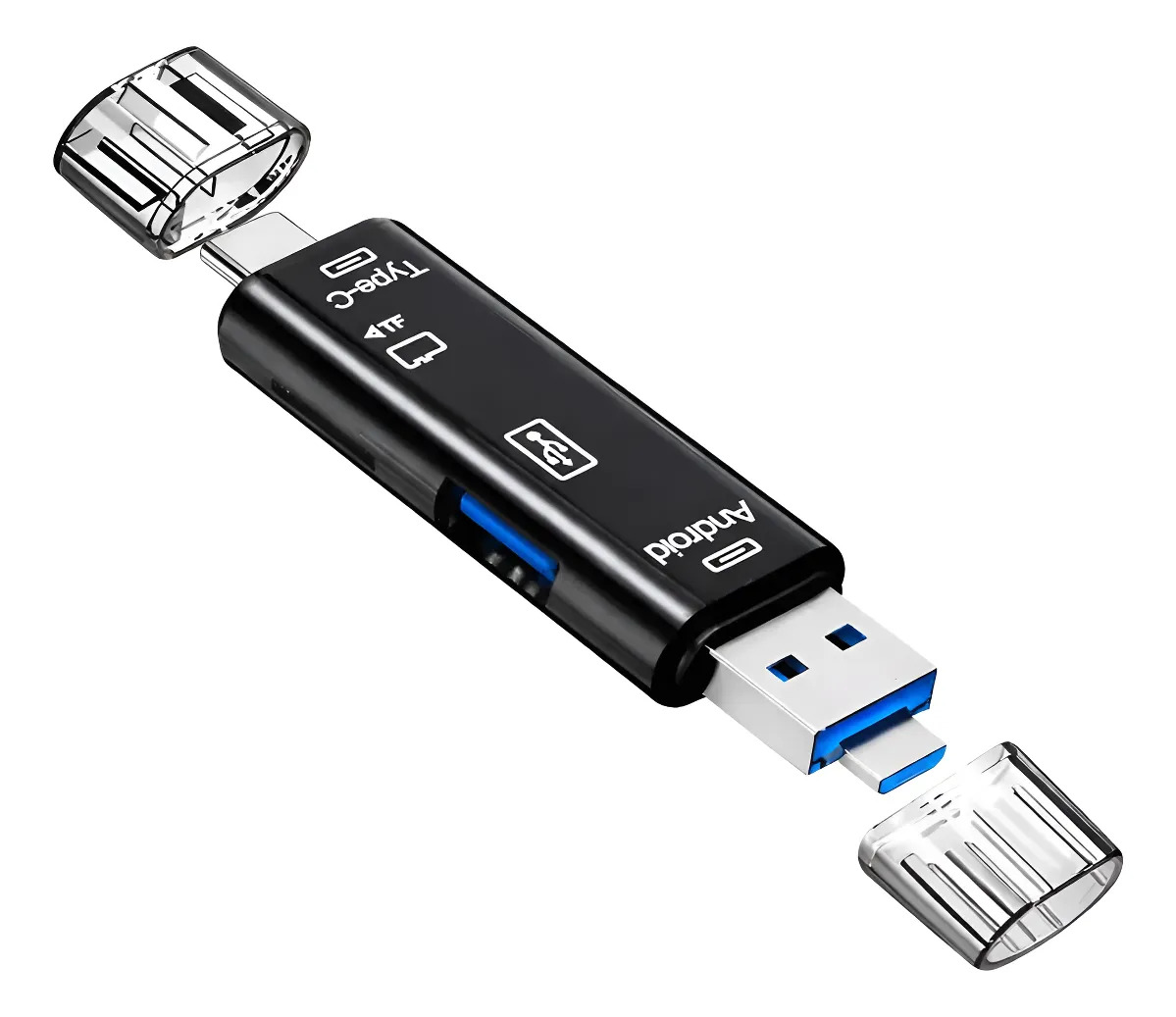 Lector Adaptador De Memoria Usb Tipo C V8 3 En 1 A Sd Usb Negro