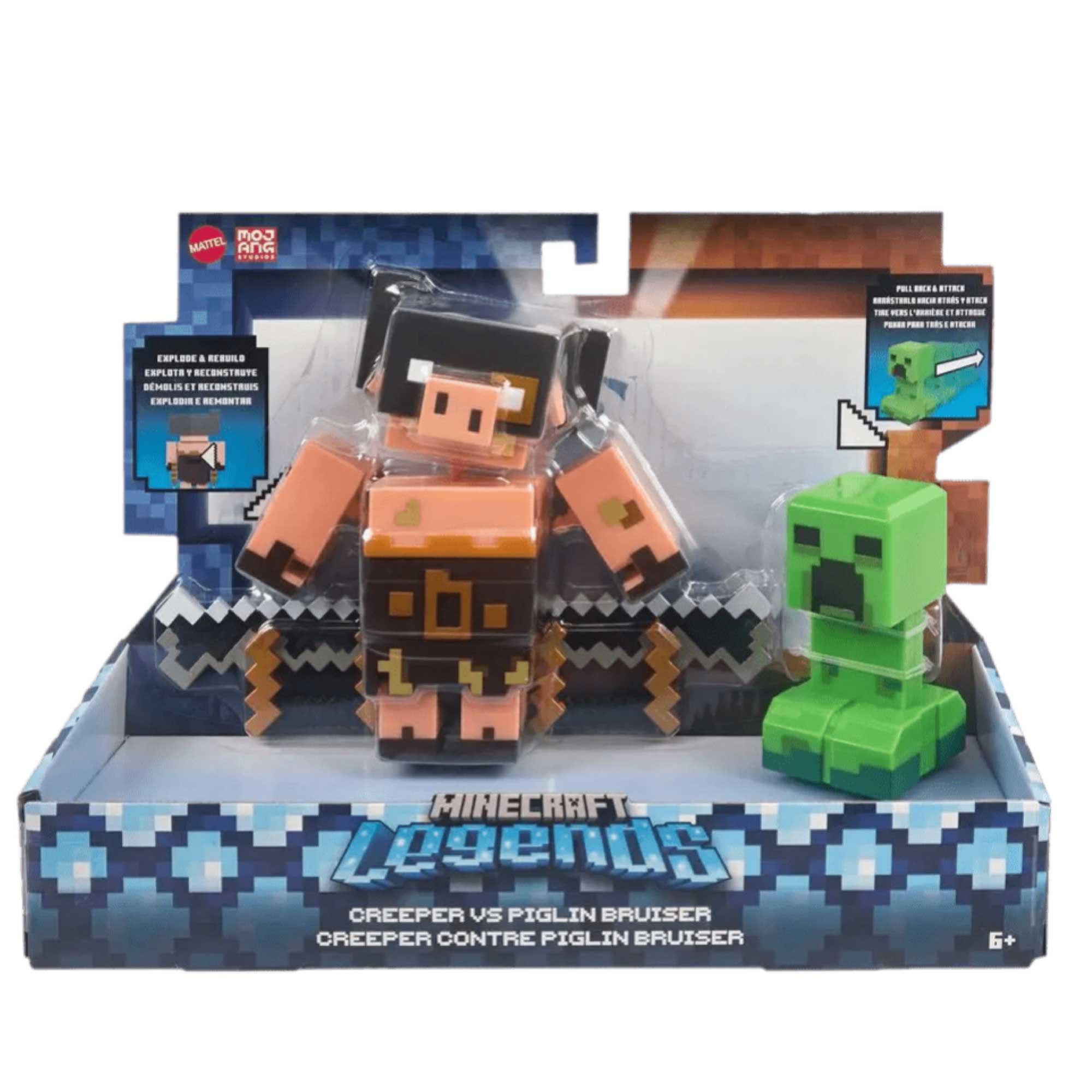 Set De Minecraft Legends Creeper vs Piglin Bruiser De Mattel GYR98