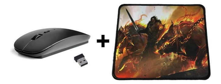 Mouse Inalámbrico Ultra Delgado + Pad Mouse Antideslisante