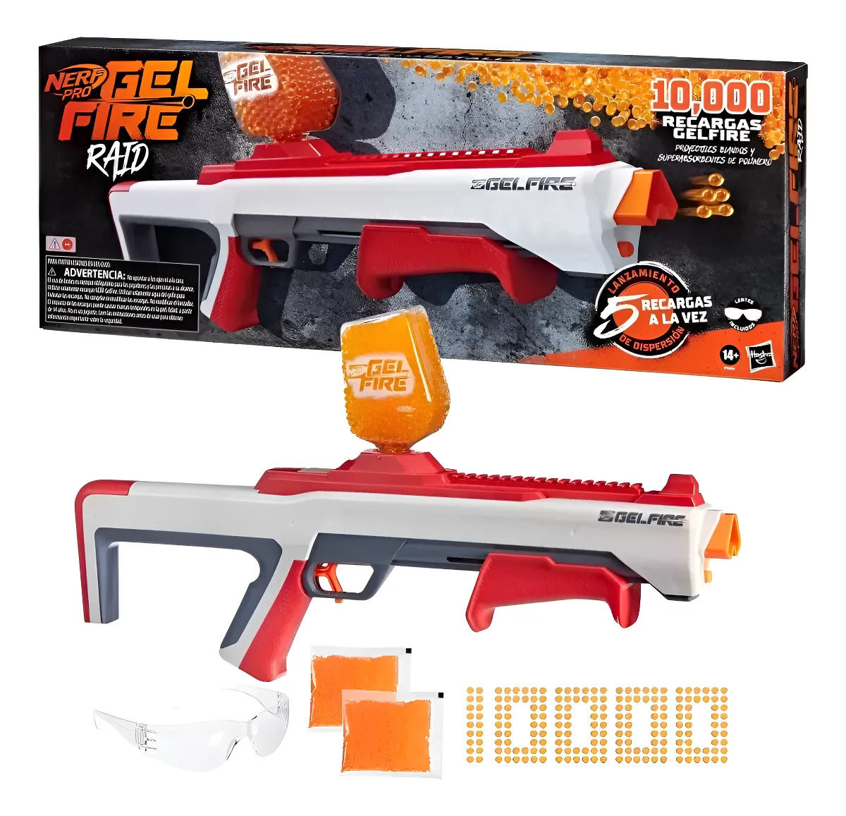 Lanzador Nerf Pro Gelfire Raid 10.000 Recargable De Hasbro