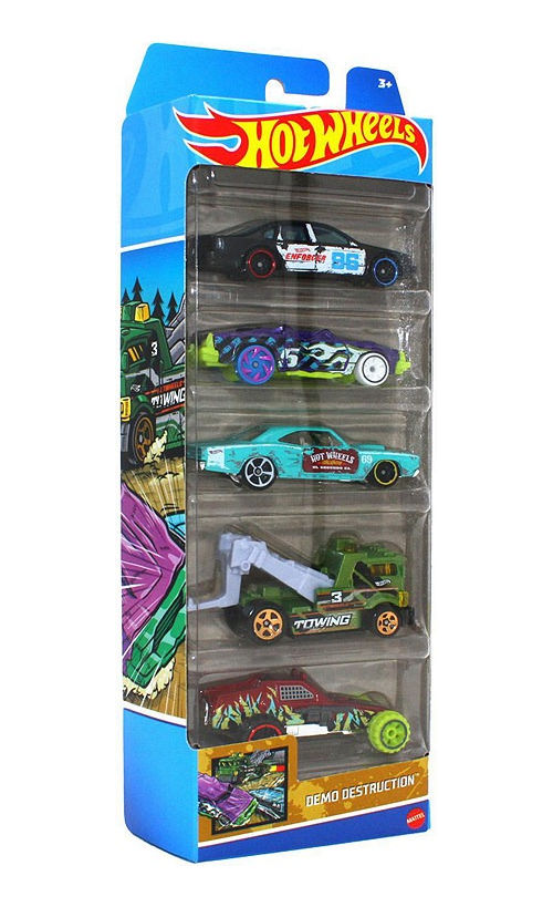 Hot Wheels Pack X5 Colección Autos Demo Destructión - Mattel