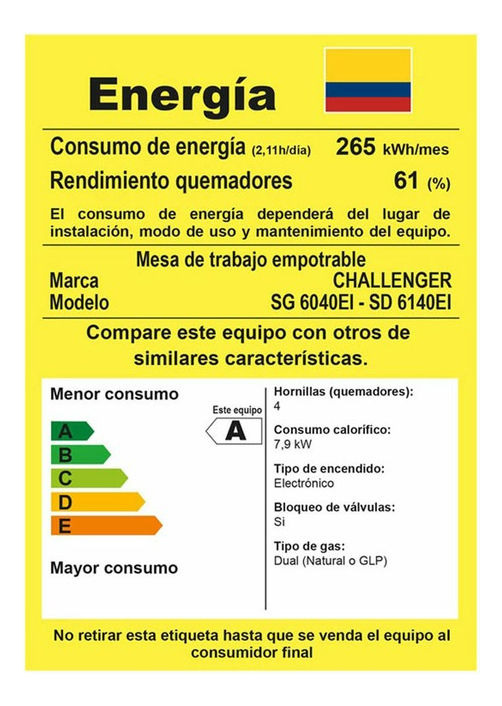 Miniatura: Estufa De Empotrar En Acero Inoxidable 4 Puestos De 58.5cm G