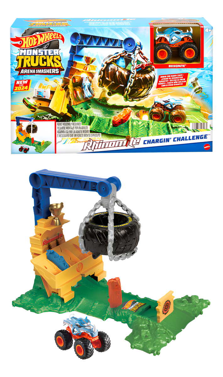 Pista Hot Wheels Monster Trucks Rhinomite Reto En La Selva