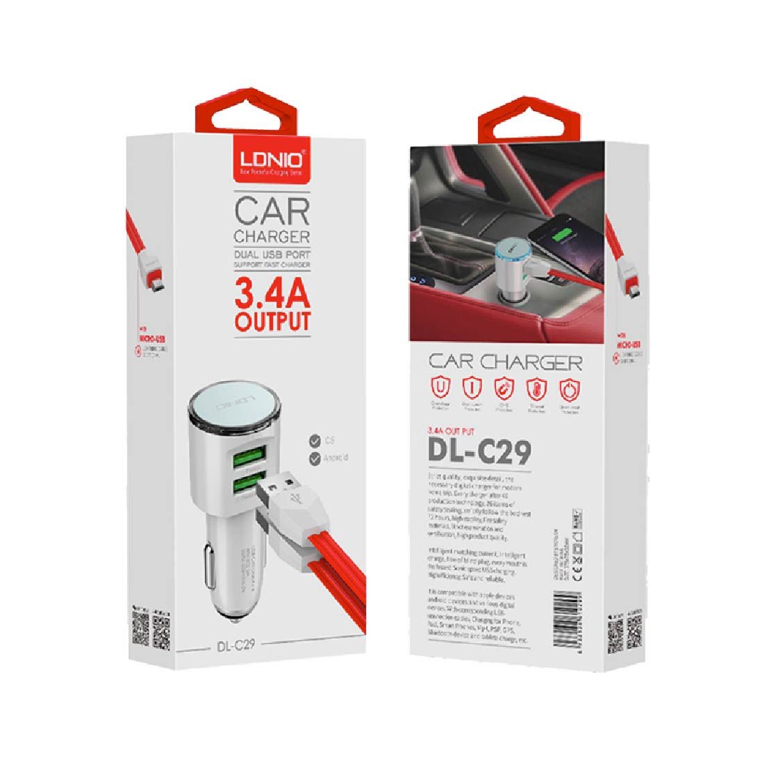 Cargador Carro X2 Usb 3.4A Carga Rápida + Cable Lightning