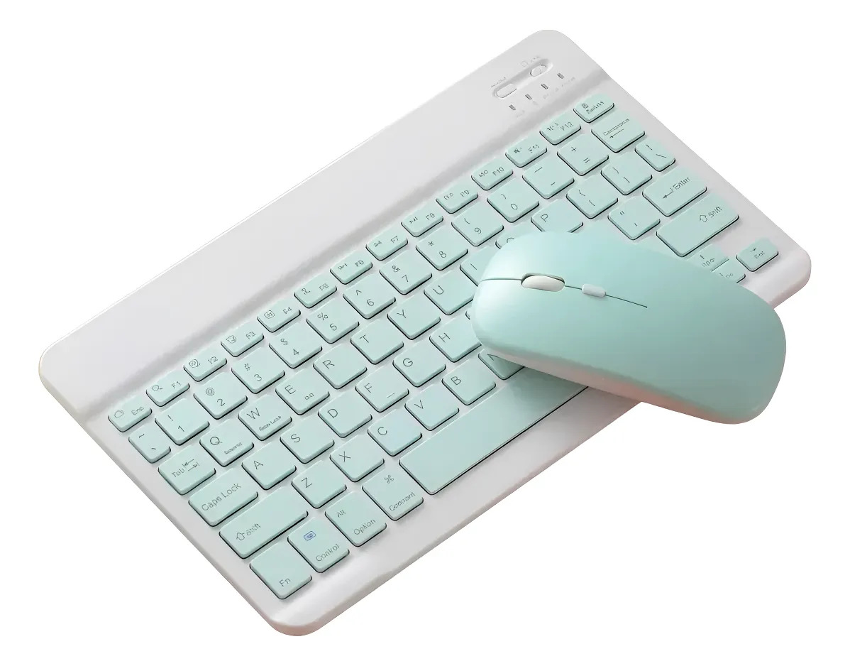 Combo Teclado Y Mouse Bluetooth Ultra Delgado Recargable De Colores