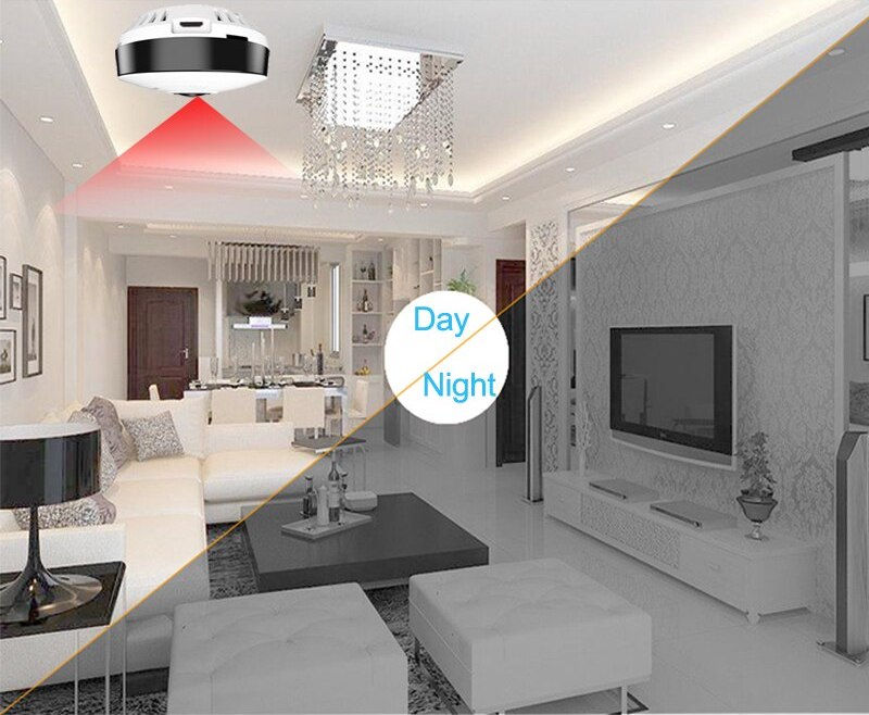 Miniatura: Cámara Wifi Tipo Sensor De Humo Lente Pescado 360 Grados