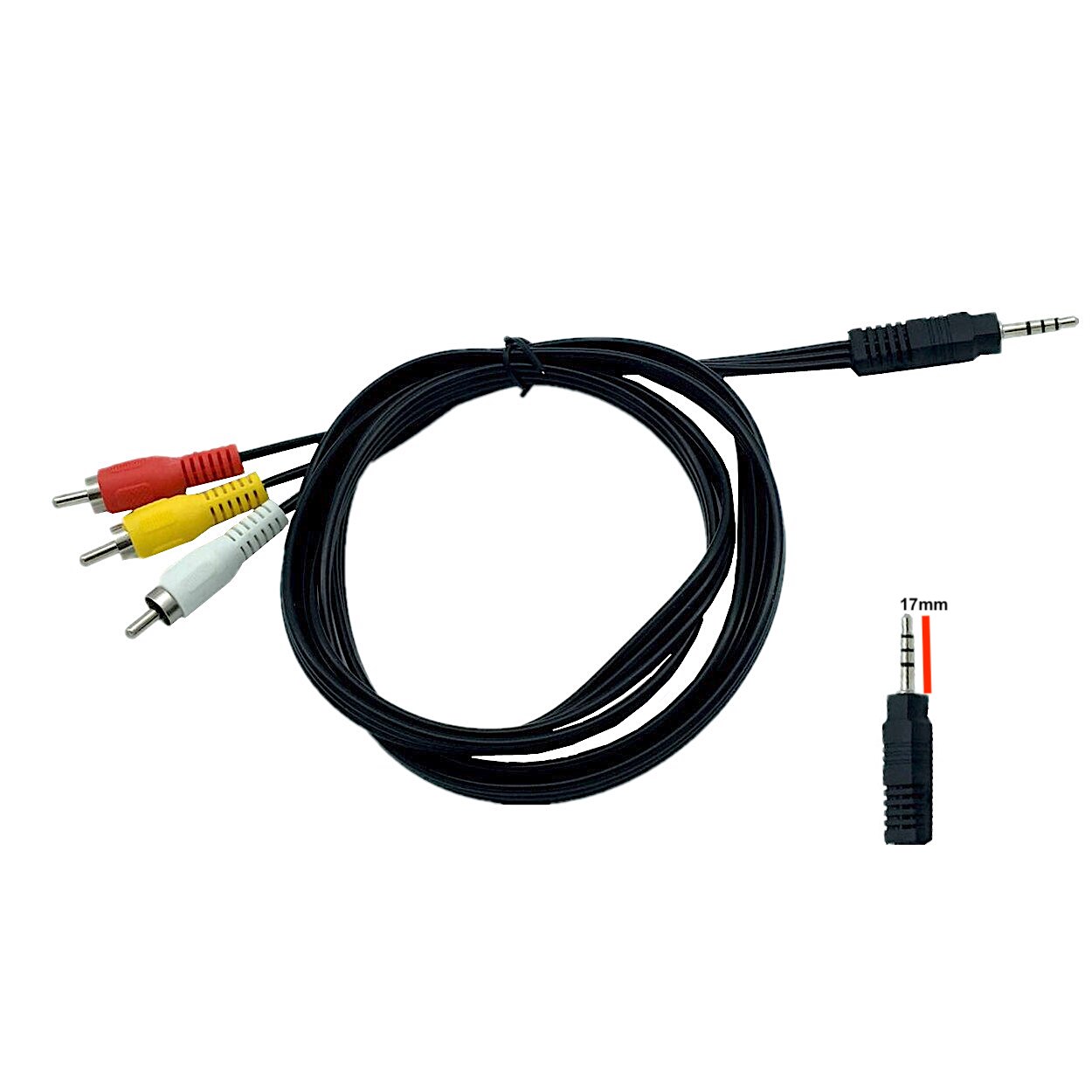 Cable Rca Audio Y Video Adaptador Av 3 A 1 3.5mm A Rca 1.20m