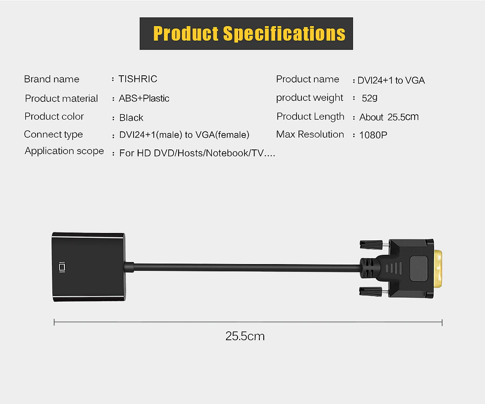 Miniatura: Cable Adaptador Dvi-d A Vga Convertidor 24 + 1
