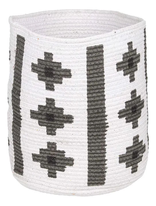 Miniatura: Canasto/cesto Decorativo K-line Tejido Figuras Crema Gris