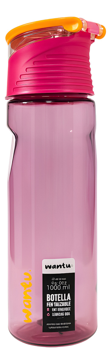 Botella Termo Botilito De Agua Wantu Rosado 1000 Ml Plástico Rosa Chicle