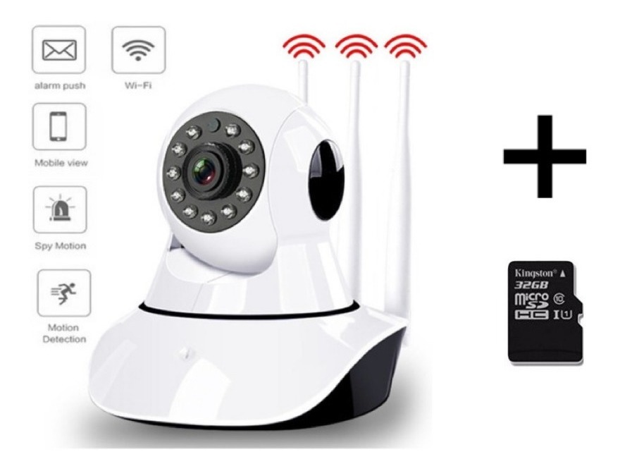 Combo Cámara De Seguridad Ip Robotica Wifi + Micro Sd De 32Gb