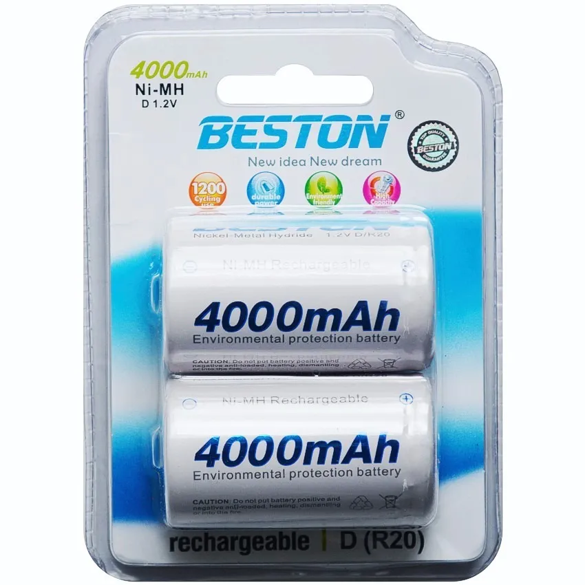 Bateria Recargable Tipo D 4000mah 1.2v Beston R20 X2 Unidades