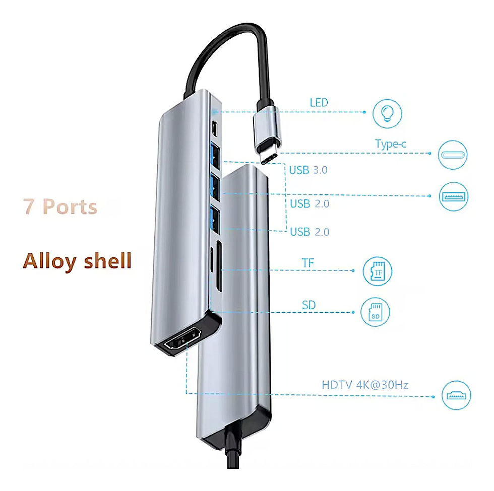 Miniatura: Dock Station Tipo C 7 En 1 Hdmi Hub Usb 3.0 Usb C T Micro Sd