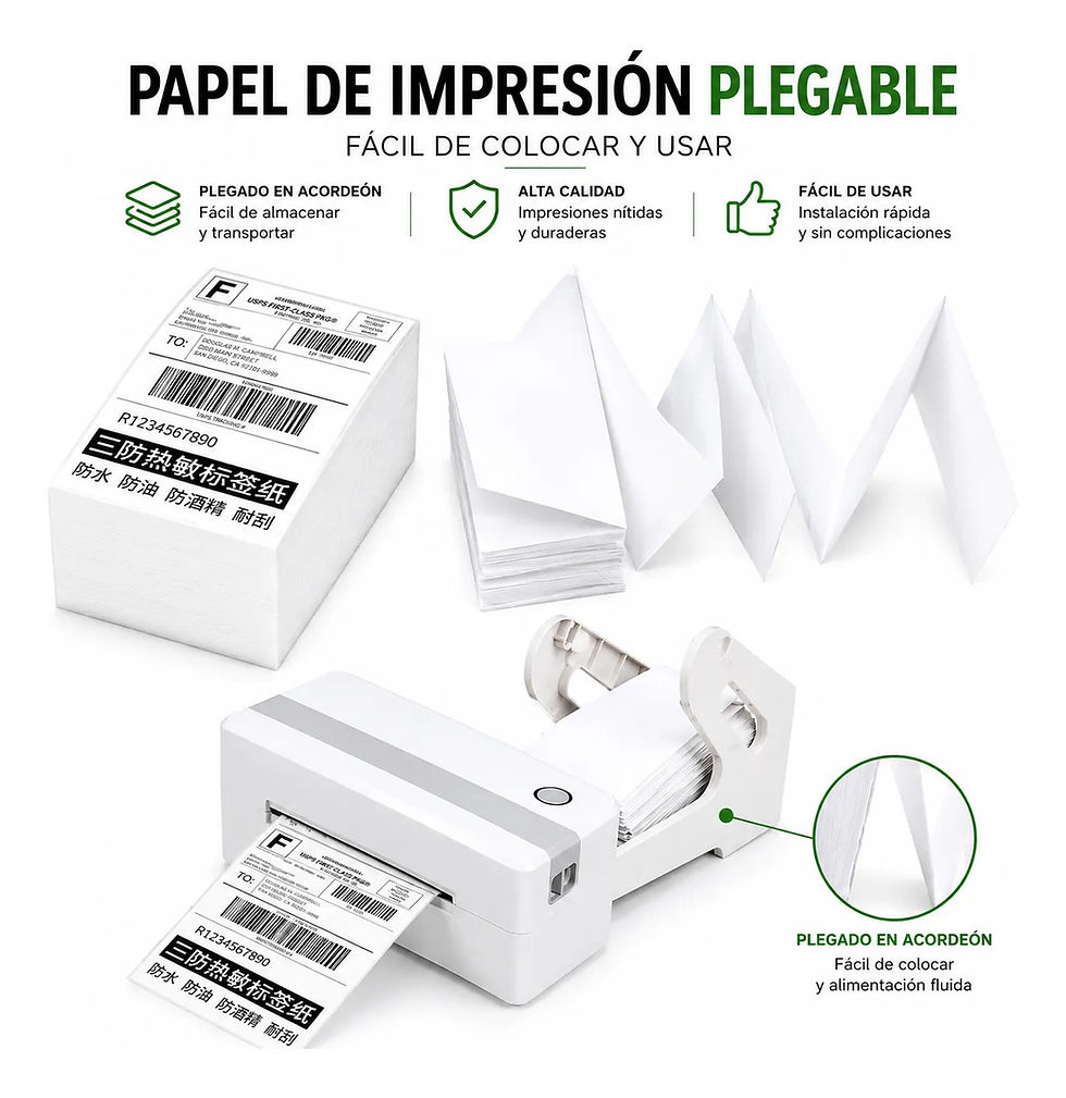 Miniatura: 100 Etiquetas Térmicas Adhesivas 76x130mm Plegadas Acordeón