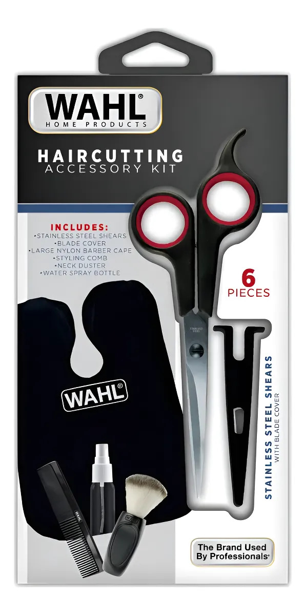 Wahl Kit De Peluqueria 6 Piezas: Tijeras, Capa Y Accesorios