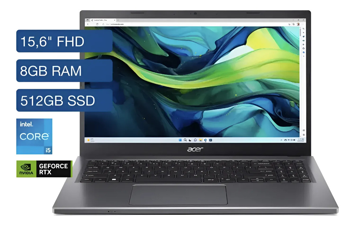 Portátil ACER ASPIRE 5 15.6" Core i5 - RAM 8GB - SSD 512Gb GeForce RTX 2050