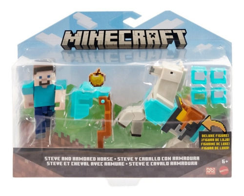 Set De Minecraft Steve Y Caballo Con Armadura De Mattel