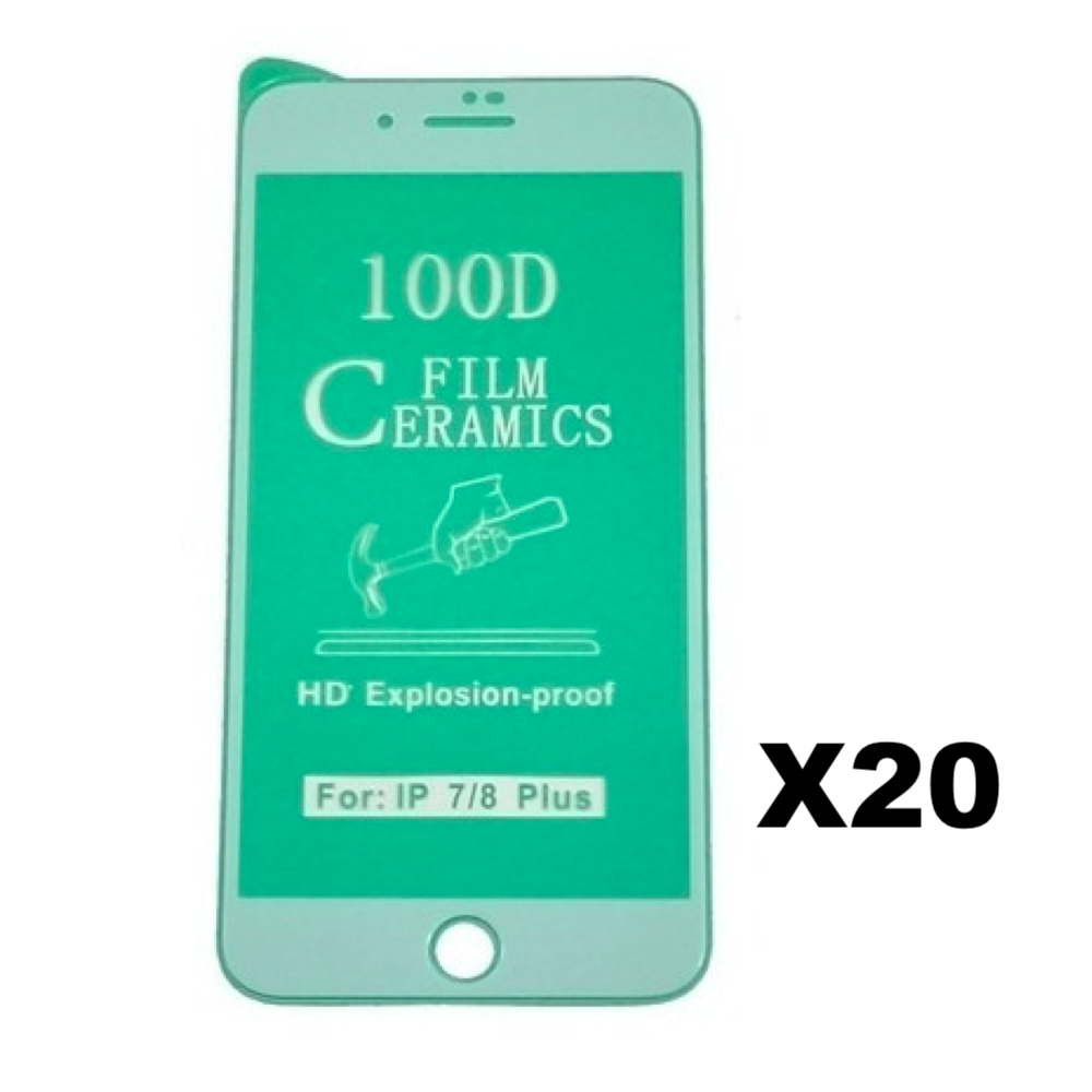 Caja X20 Unidades Vidrio Ceramico iPhone 7 Plus White