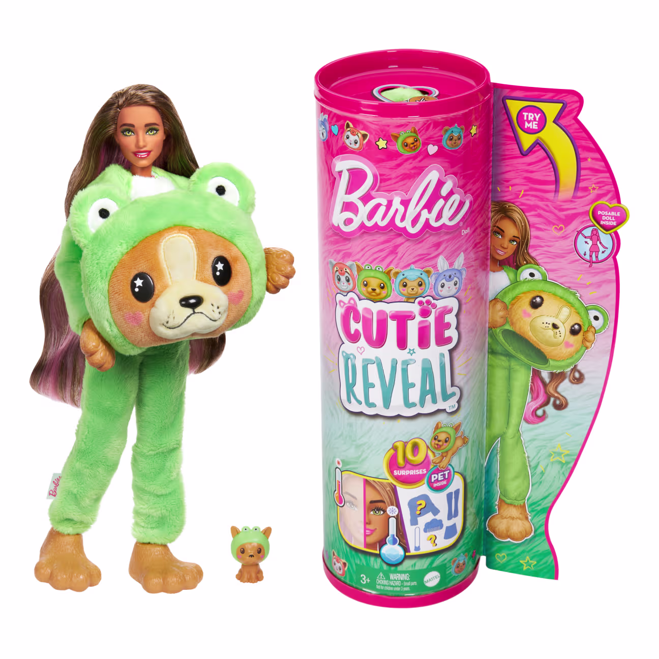 Barbie Cutie Reveal Muñeca Perrito Rana 10 Sorpresas Hrk24
