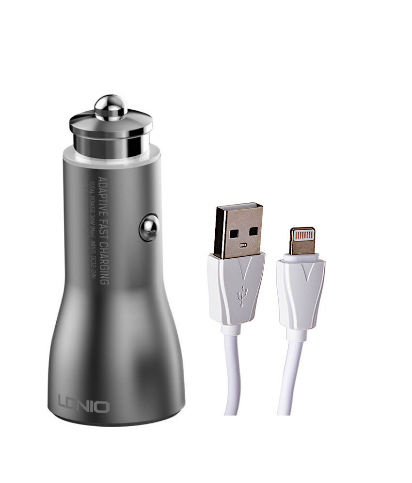 Miniatura: Cargador Carro X2 Usb 3.0a Qc LDINIO C407Q + Cable Lightning