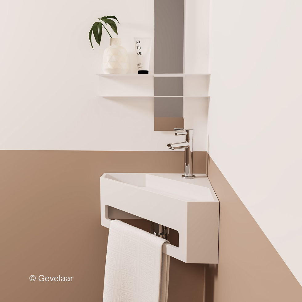 Tanaro Nyra hoekfonteinset solid surface mat wit - kraanset R chroom