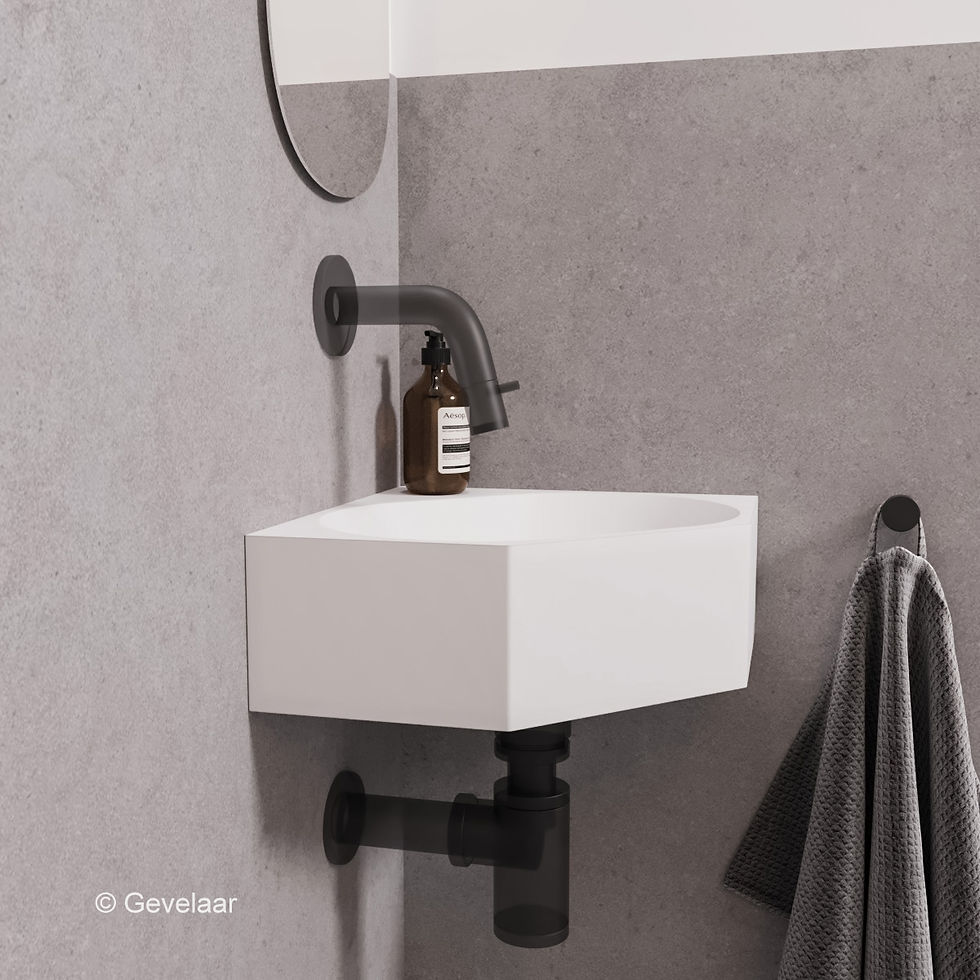 Thumbnail: INK Matrix toilet fontein wasbak mat wit - zonder kraangat