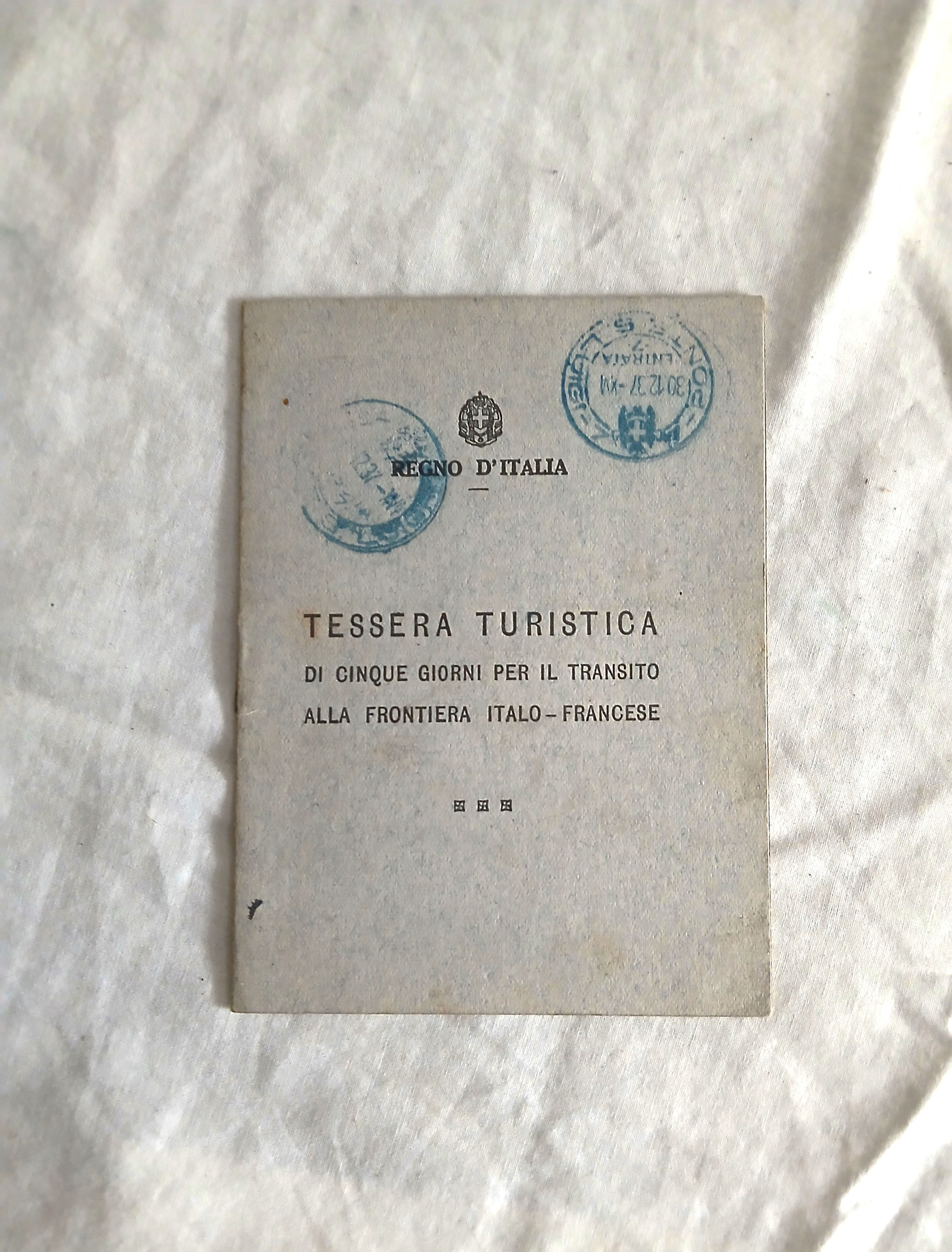 Document - WW2 - IT388700a Carte transit frontière italo- française 1937