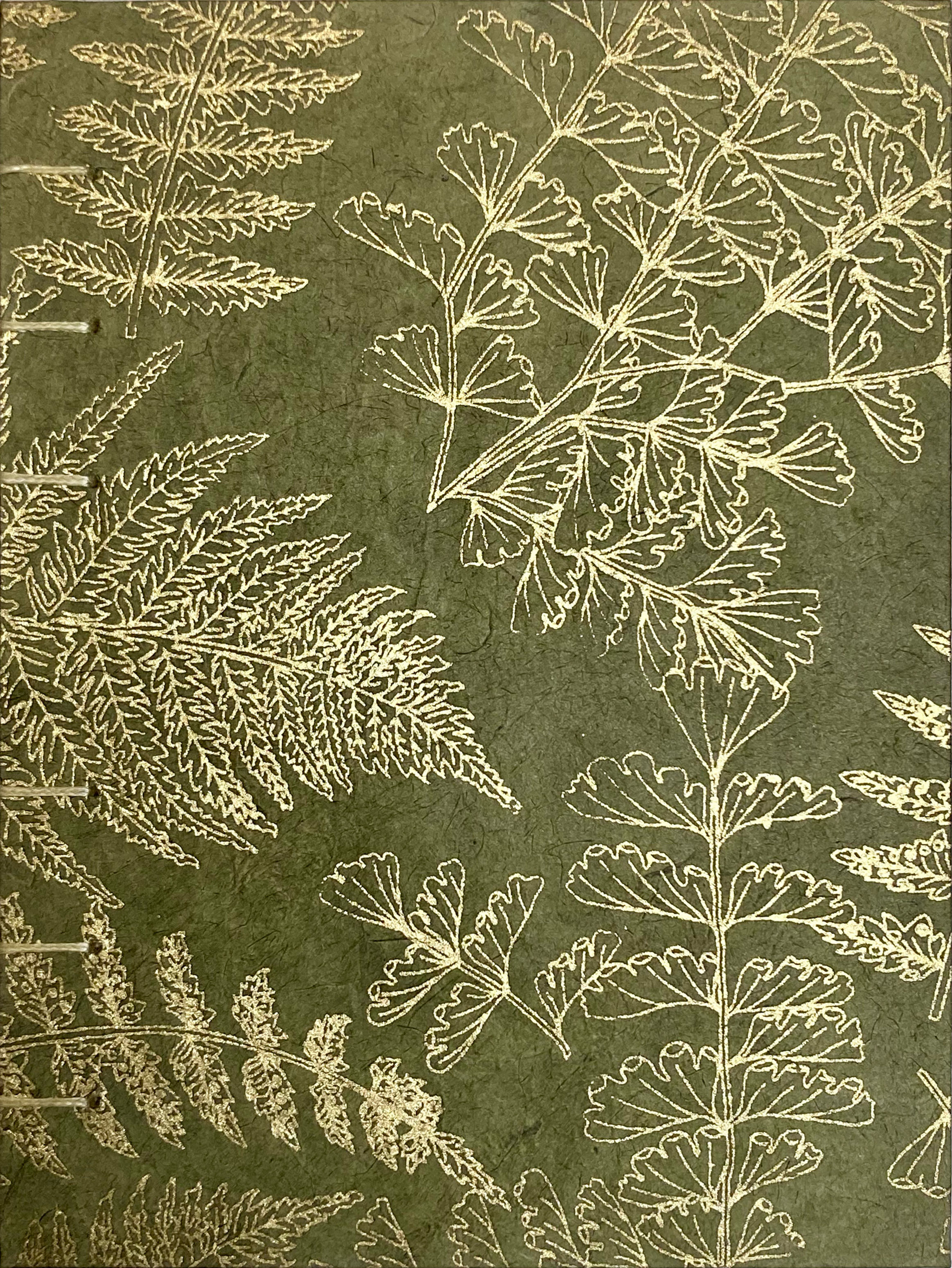 Green and gold ferns handbound notebook
