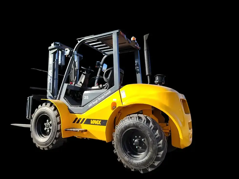 Miniature : Vue 3/4 arrière droite (capot moteur) – chariot élévateur tout-terrain diesel VMAX 3 t 2WD