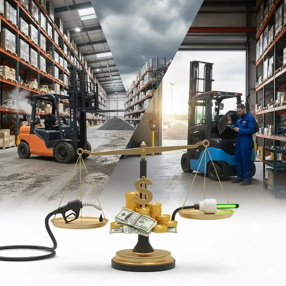 Comparatif chariot élévateur électrique vs diesel VMAX : usage intérieur en entrepôt et extérieur sur chantier