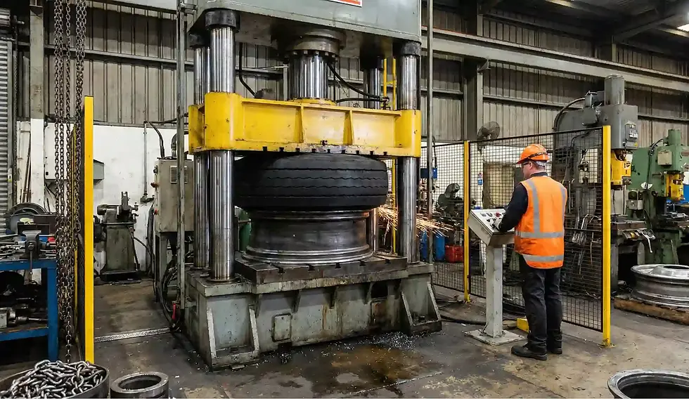 Presse hydraulique pour montage pneu plein chariot