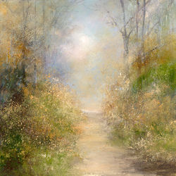 a dreamy woodland walk scene painted in oils by Amanda Hoskin 