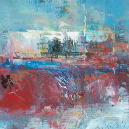 a red fishing boat painted in oil by Amanda Hoskin 